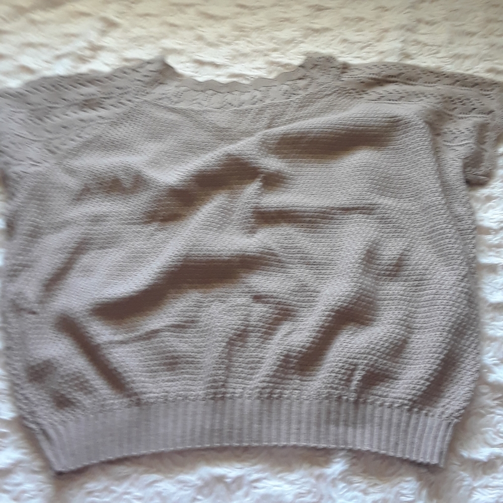 Haband! Tan Short Sleeve Sweater Shirt
